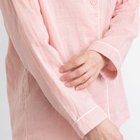 ダブルガーゼ　長袖パジャマ　全２カラー（ピンク／パープル） - ママイクコ ・公式通販サイト